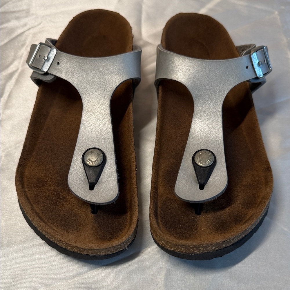 Birkenstock White Leather Sandal Strap with Branded Snap